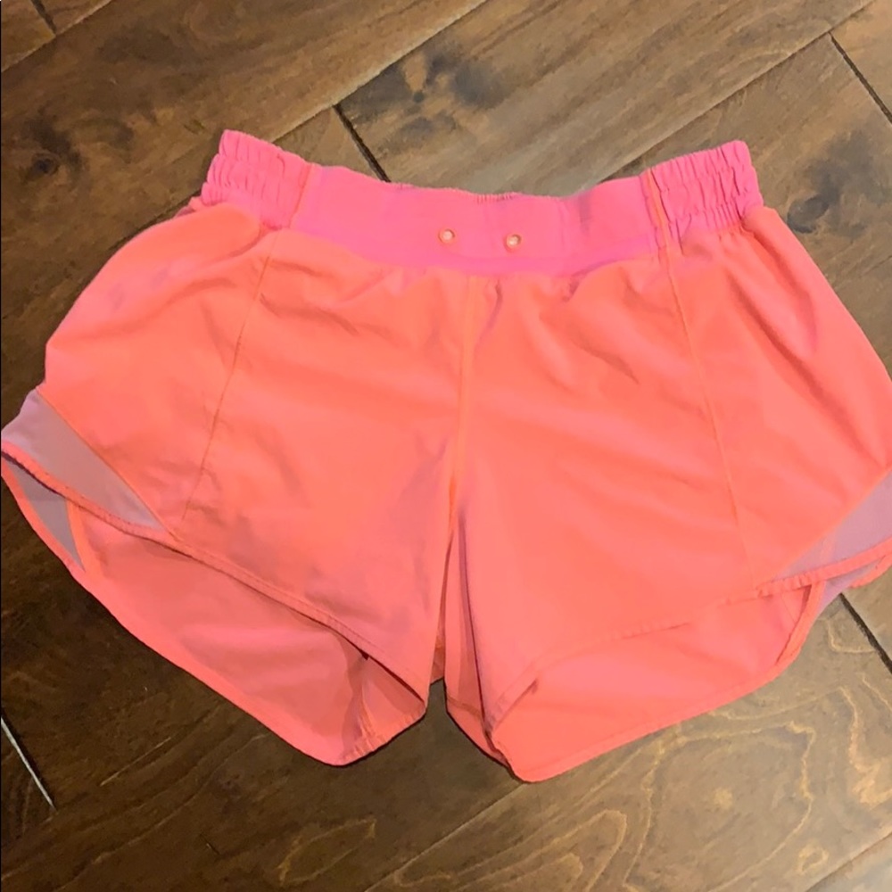 neon pink lululemon shorts